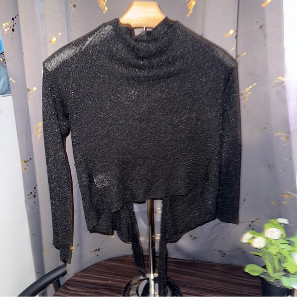 Bebe Black Glitter Cover Up Light Jacket - Picture 3 of 3